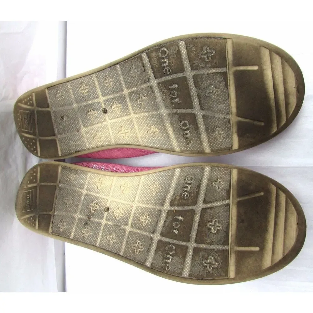 Tom's youth 5.5 pink girls loafers shoes comfort flats
